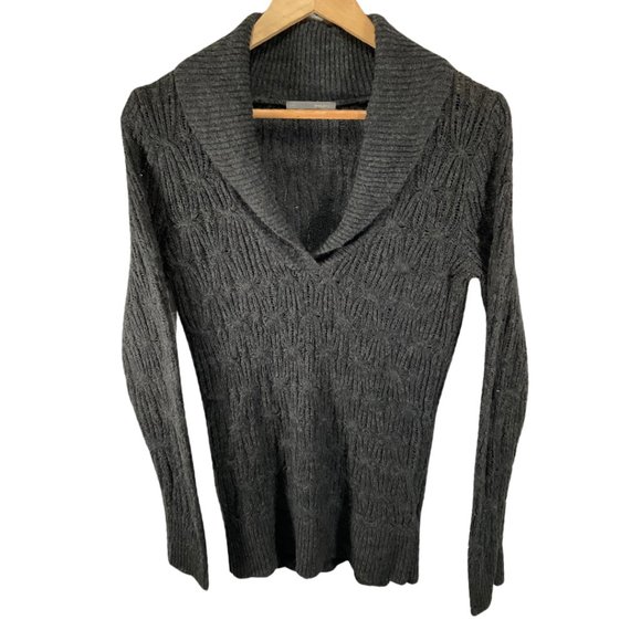 Ladies Medium -  Dark Grey Cable Knit Collared Sweater - Picture 1 of 1